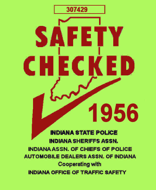 (image for) 1956 Indiana Safety check Inspection Sticker
